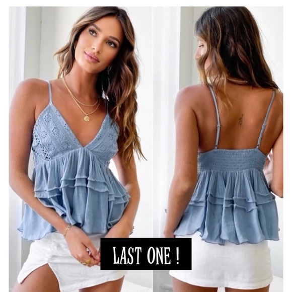 ValMarie Tops - New ruffled babydoll semi cropped fit flare flowy breezy eyelet blouse top